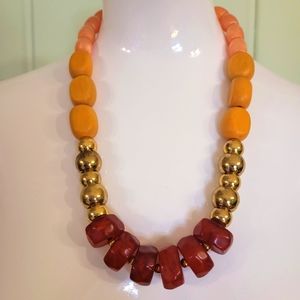 Anthropologie red, orange, and gold beaded necklace